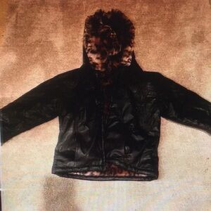 Black Faux Fur Lined Kids Jacket